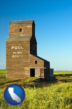 an old grain elevator - with California icon