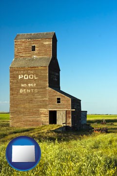 an old grain elevator - with Colorado icon